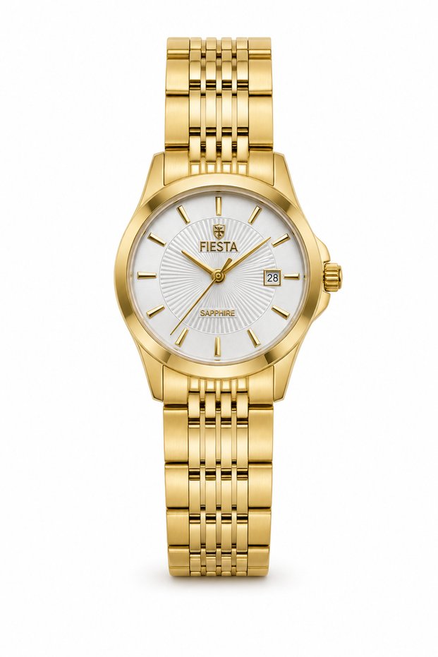 Women's Sapphire Glass Calendar Analog Metal Cord Wristwatch 2 Years Warranty