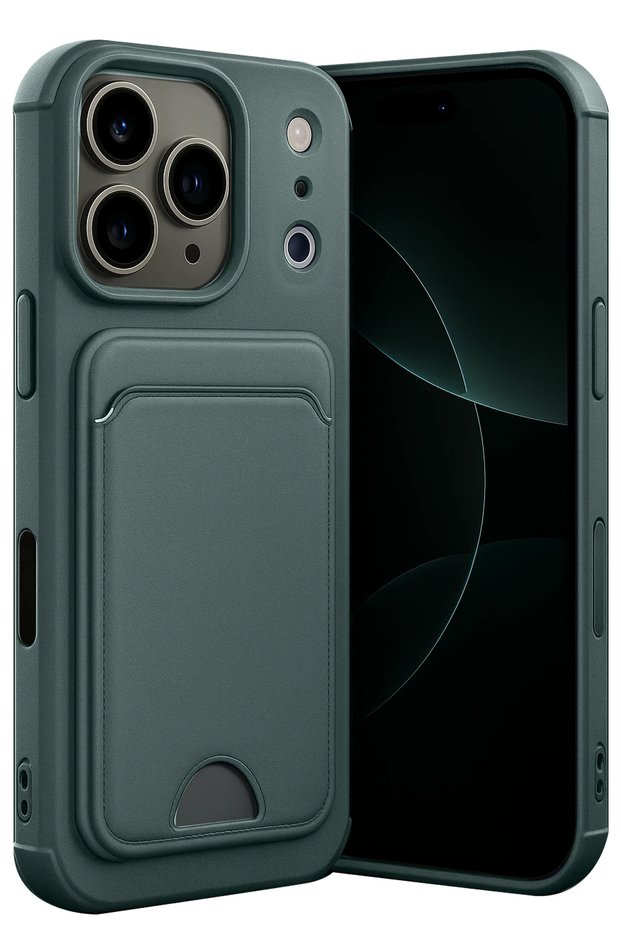 Concepta Newface iPhone 17 Pro Max Kelvin Silicone with Business Card Holder - (180333) Dark Green