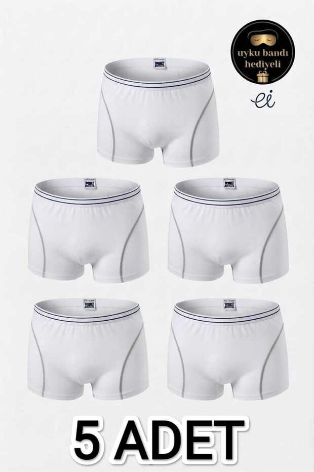 Pack of 5 White Boys' Cotton Lycra Boxers - Special Production with Sleep Band as a Gift