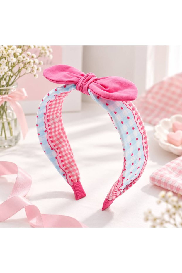 Bowknot Polka Dot Knotted Soft Children's Adult Crown - Hairband Pink
