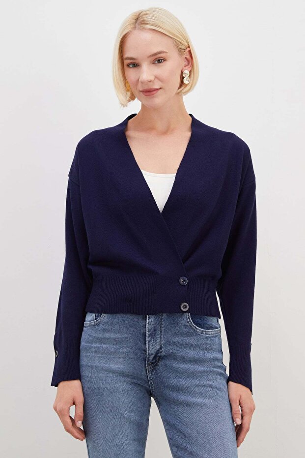 Double-Breasted Collar Casual Knitwear Cardigan