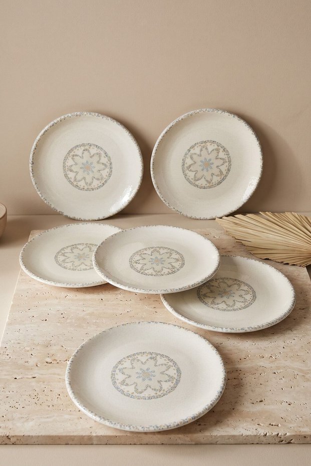 Tessera Set of 6 Porcelain Cake & Dessert Plates 17 cm - Pattern and Finish Guaranteed
