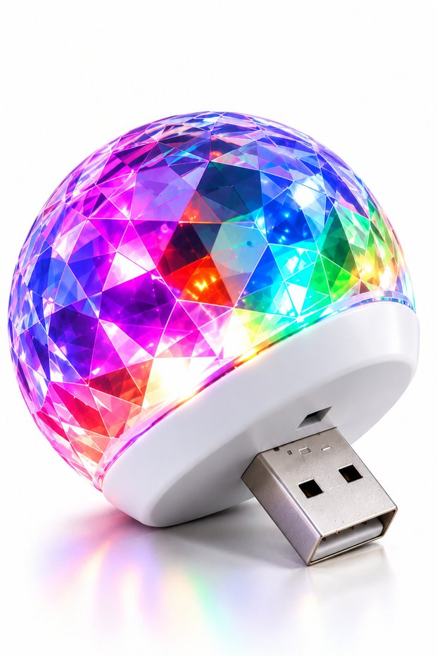 USB Led Rgb Luminous Mini Disco Ball Colorful Ambience Night Light Home Room Decorative Light