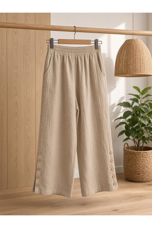 Muslin Buttoned Trousers