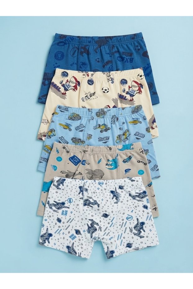 Boys' Lycra Mixed Patterned Cotton Boxer Briefs 5-Pack