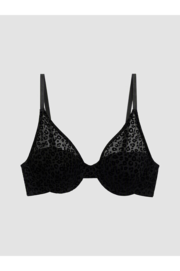 Unpadded Leopard Embroidered T-Shirt Bra with Underwire for Style Enthusiasts from Uzg Store