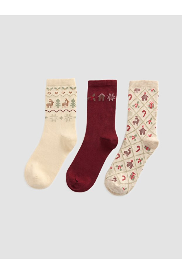 Esvab • Modern & Distinctive New Year's Themed Women's Socks 3-Piece Set