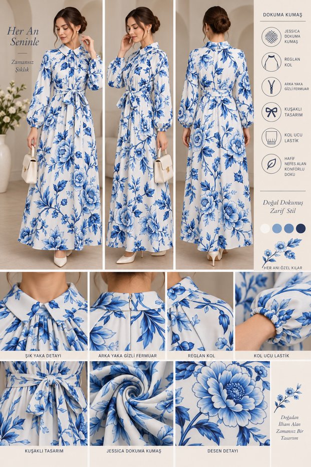 Almada Jessica Woven Reglan Sleeve Flower Printed Dress