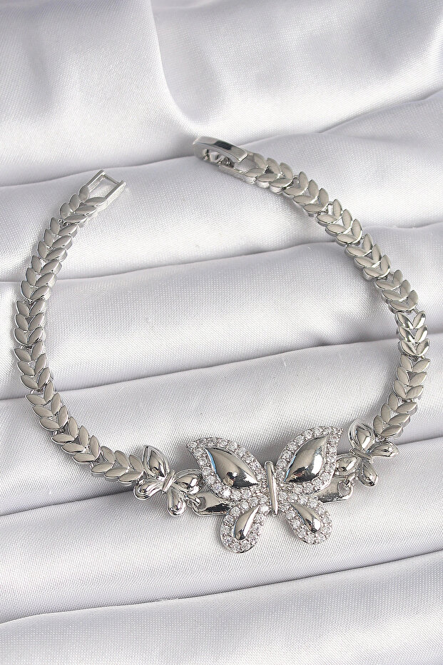 Brass Silver Color Zircon Stone Model Women's Bracelet Tj-Bb6815