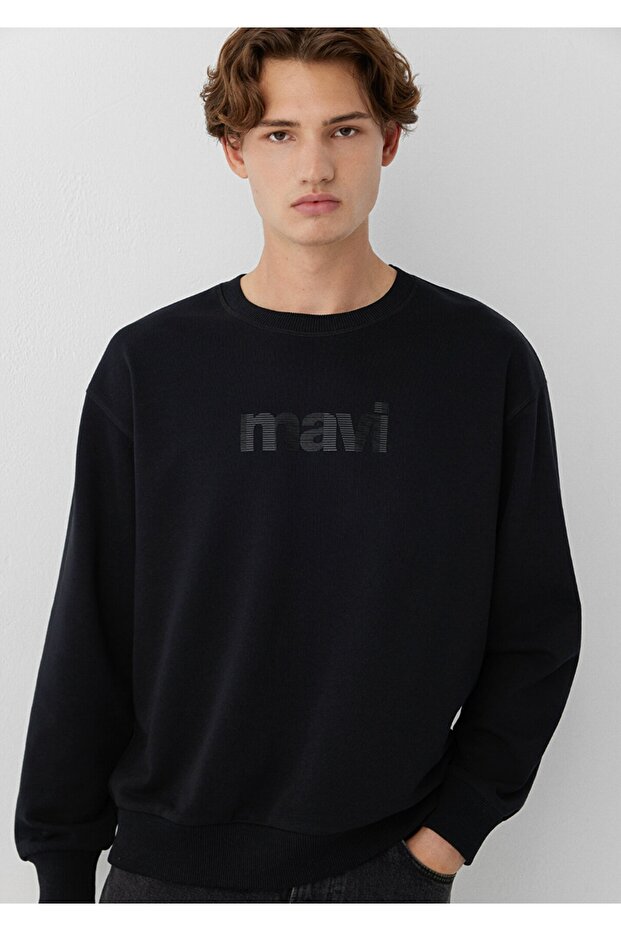 Logo Printed Loose Fit Crew Neck Men's Sweatshirt.