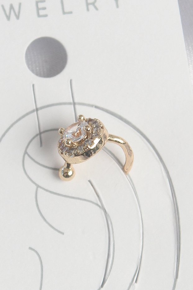 Brass Gold Color Zircon Stone Women's Cartilage Earrings Tj-Bkp10573