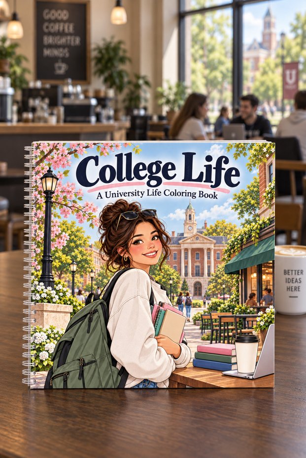 College Life University Life Coloring Book 20X20 Campus and Student Life 30 Visuals