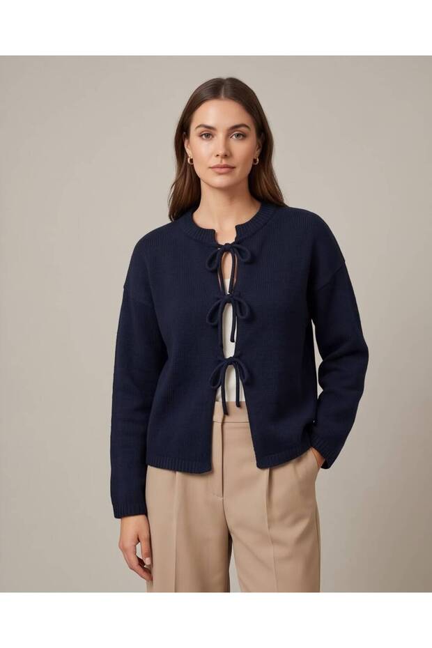 Tied-Up Soft Textured Knitwear Cardigan
