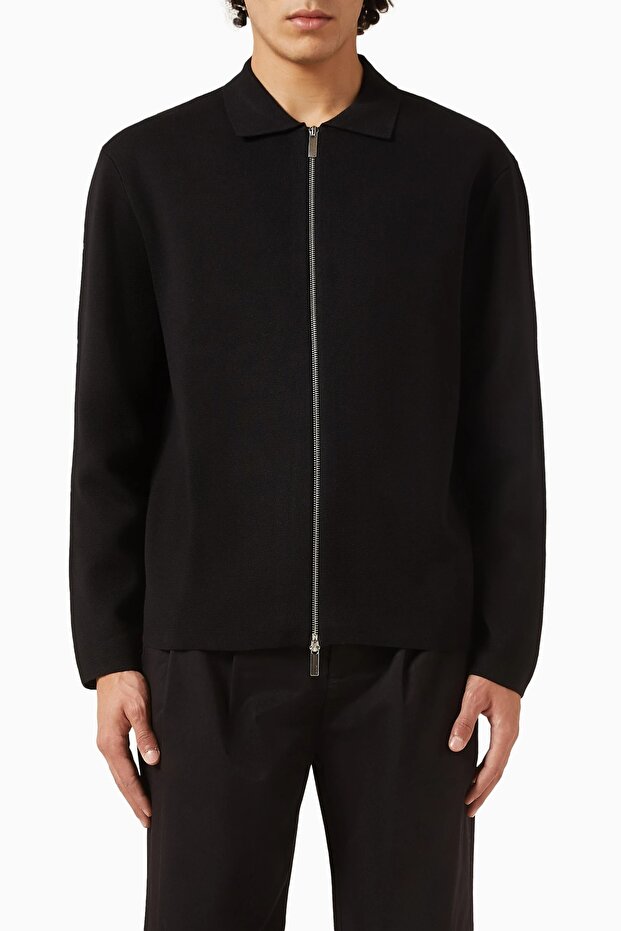 Cotton Blend Zip Front Cardigan, Organic Cotton and Recycled Polyester