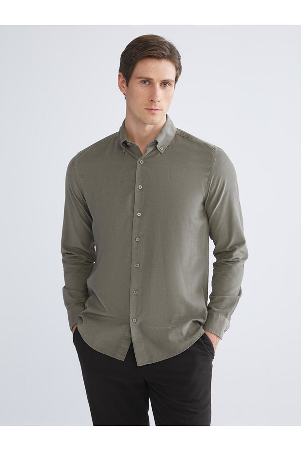 Ozmarka New Season Slim Fit Velvet Men's Shirt