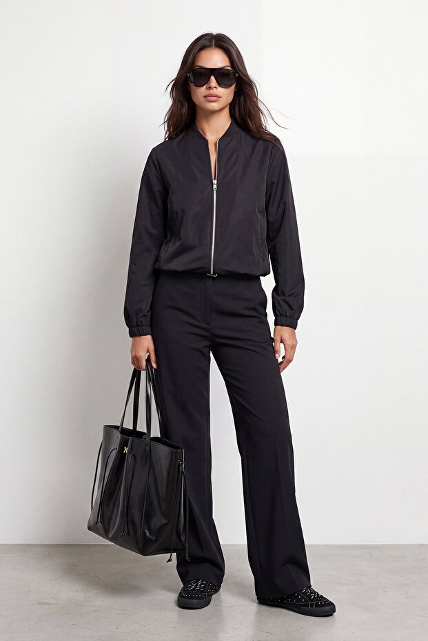 Zippered bomber jacket set