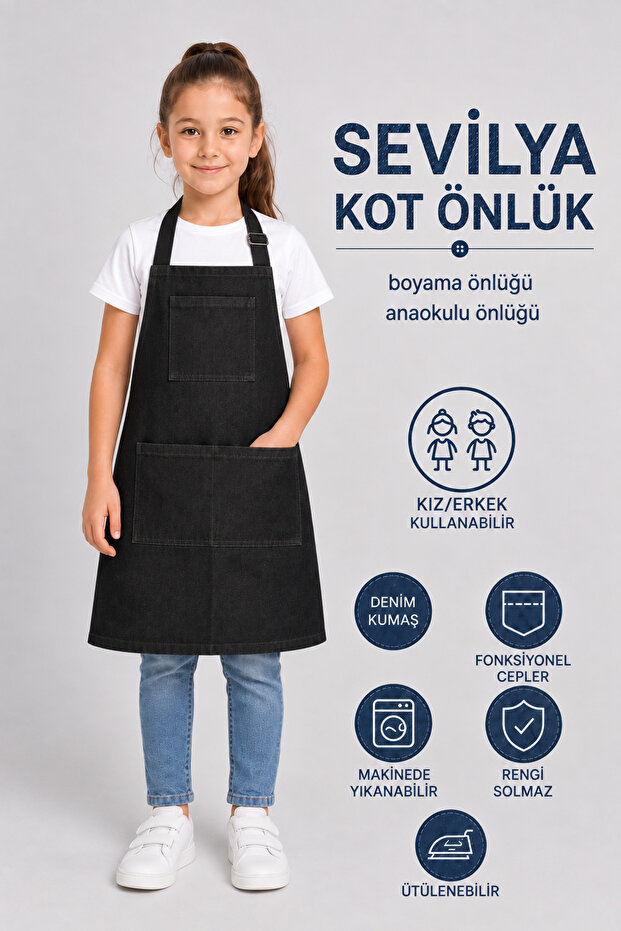 Children's Denim Kitchen Apron Painting Apron Art Apron Kindergarten Apron
