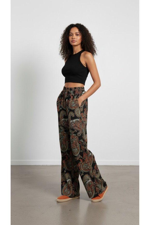 Patterned Wide-Leg Pants Custom Made
