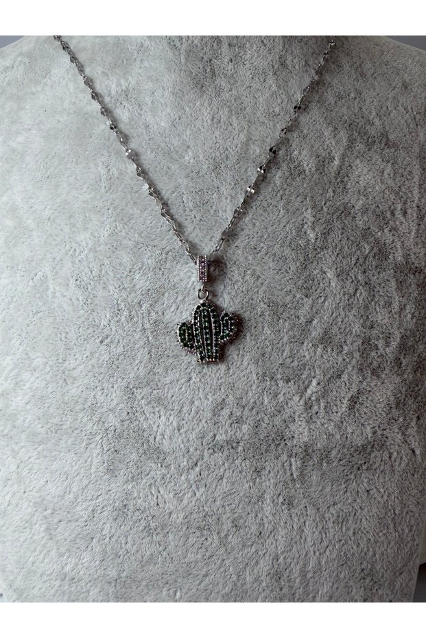 Steel Necklace with Zircon Stone Figure Models