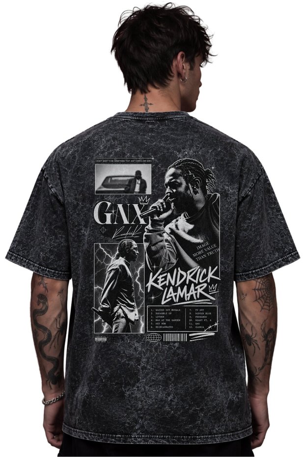 Kendrick Lamar Rapper Singer Printed Unisex Oversized Vintage Washed T-Shirt