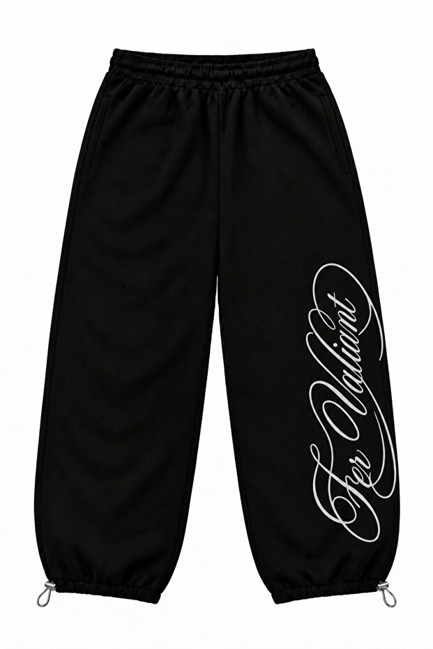 Unisex Baggy Sweatpants with Fleece Inside, Printed Design, and Stoppers