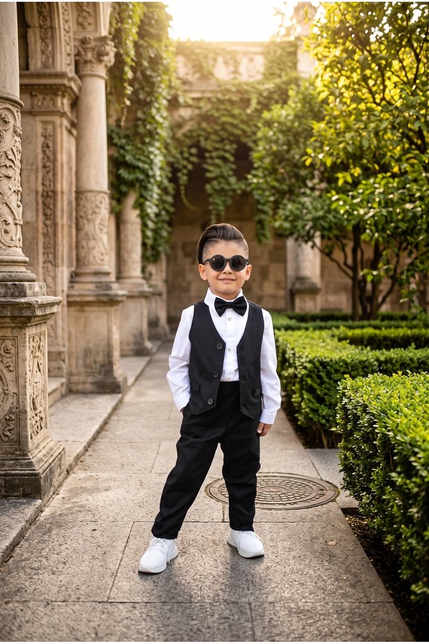 Black Vest Boy's Baby Set, Set of 4