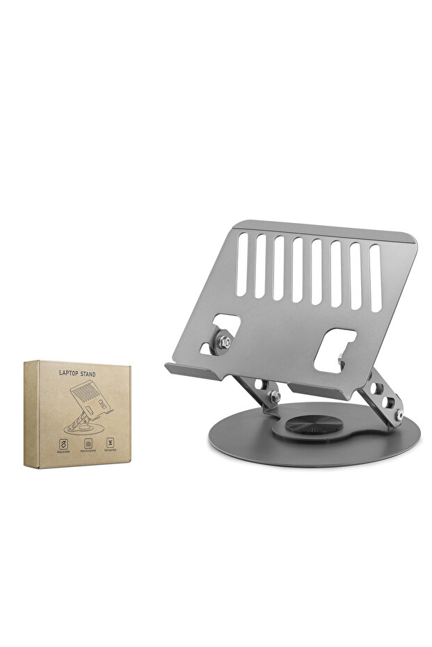 Carbon Steel 360 Degree Rotatable Ergonomic Laptop Stand - Gray Hdx8018