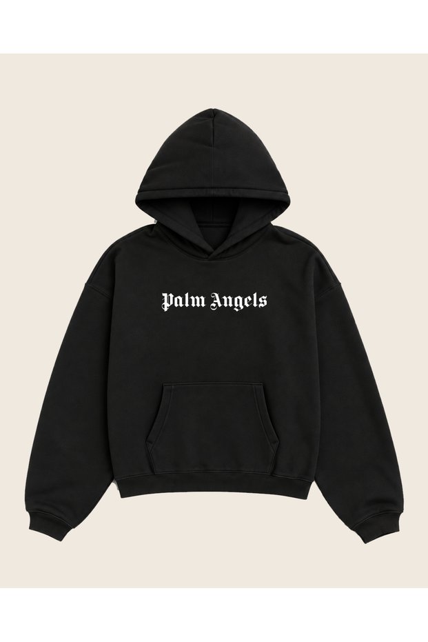 Palm Angels Printed Main Logo Printed Oversize Hoodie 100% Palm Angelsmuk 3 Thread Yarn Unisex Hooded Sweatshirt