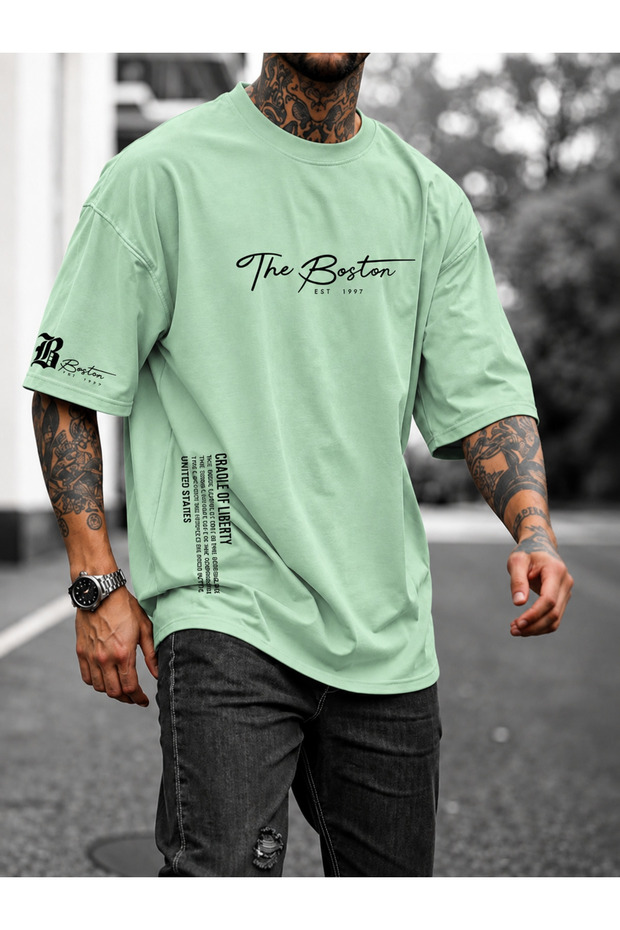 -Erkek 3 Thread Oversize T-Shirt – Casual Elegance & Comfort the Boston
