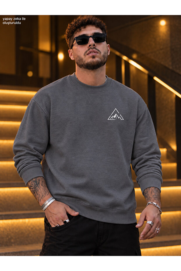 Men's Betterdays Printed Crew Neck Casual Regular Fit Sweatshirt