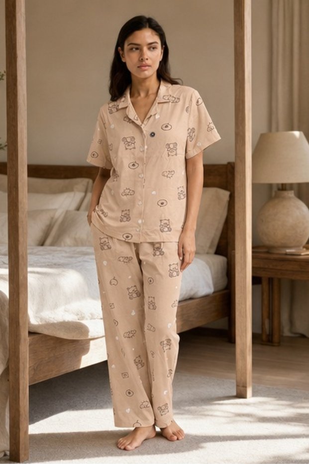 Ladies Collar Pyjama Set