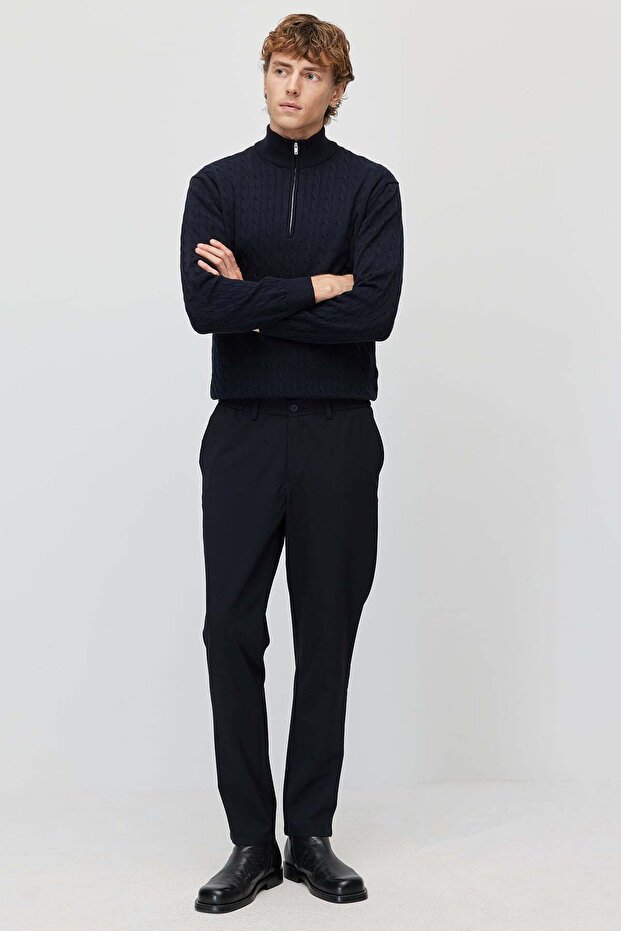 Men's regular fit fabric trousers