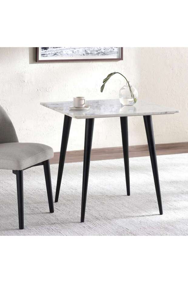 Lukenz 2 Seater Cafe Table Marble - White & Black