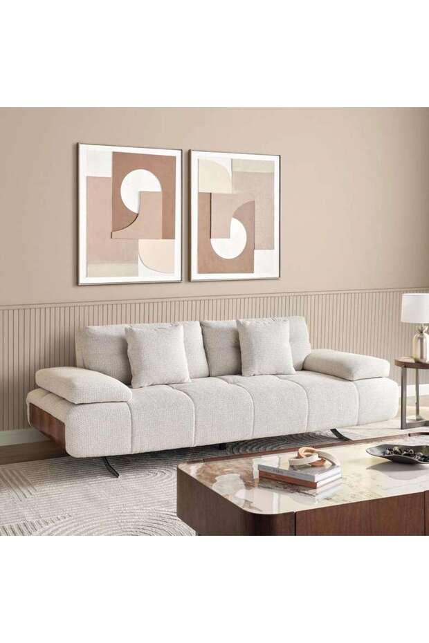 Capitonne 3 Seater Sofa- Light Beige