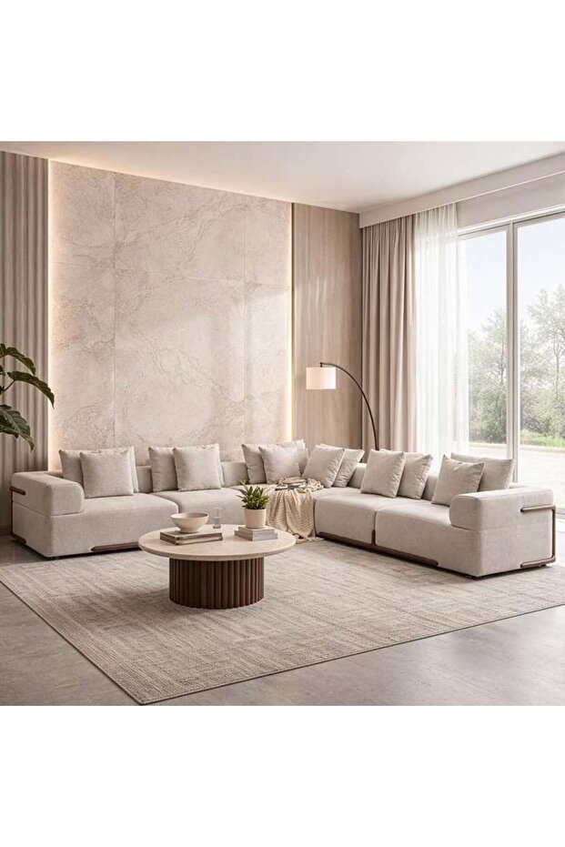 Aycox Corner Sofa Set - Beige