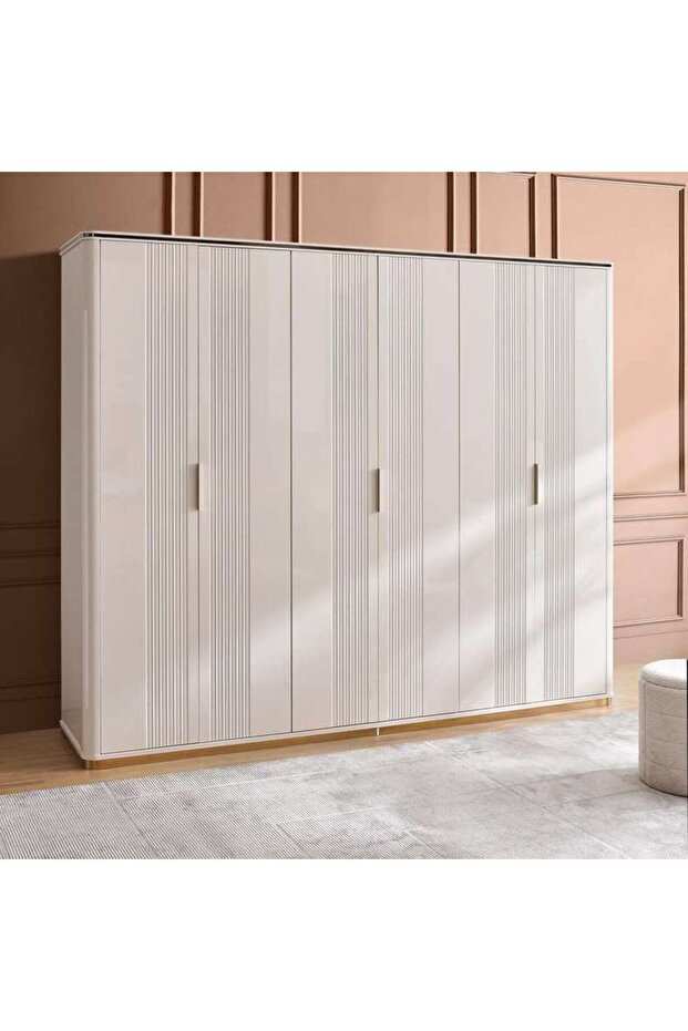 Cohen 6 Door Wardrobe - High Gloss Off White