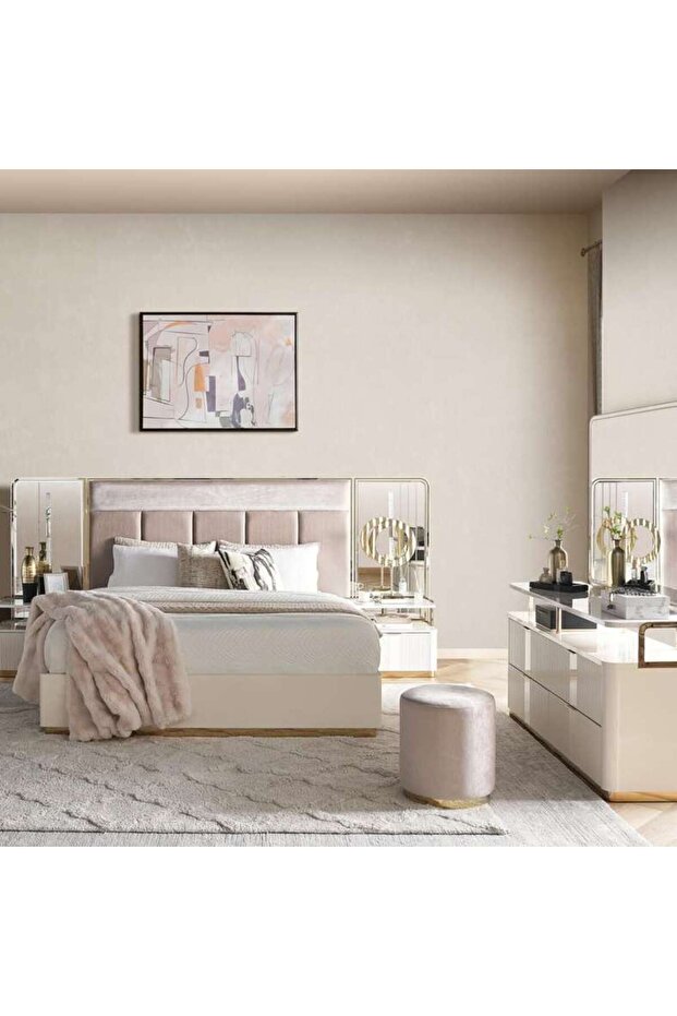 Cohen 6pc Bedroom Set 180x200 Cm - High Gloss Off White