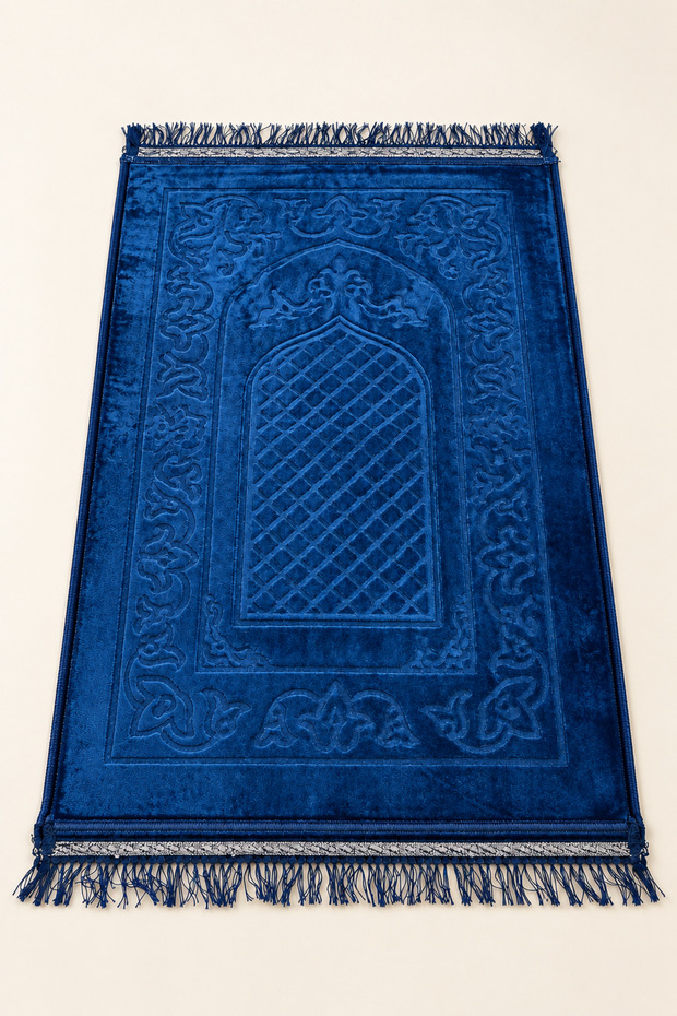 Soft Velvet Textured Prayer Mat - Patterned Tufted Prayer Mat