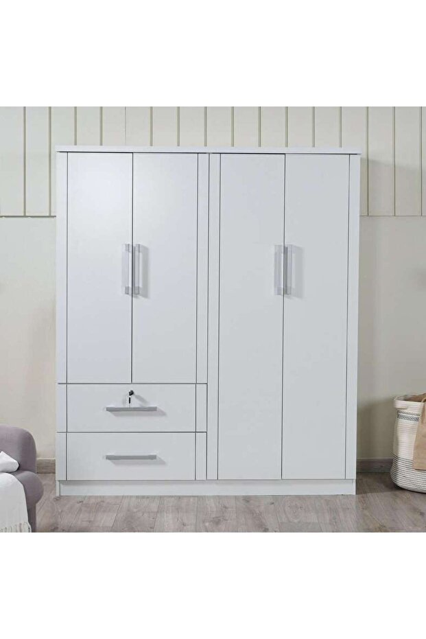 Arlin 4 Door Wardrobe With 2 Drawer - White