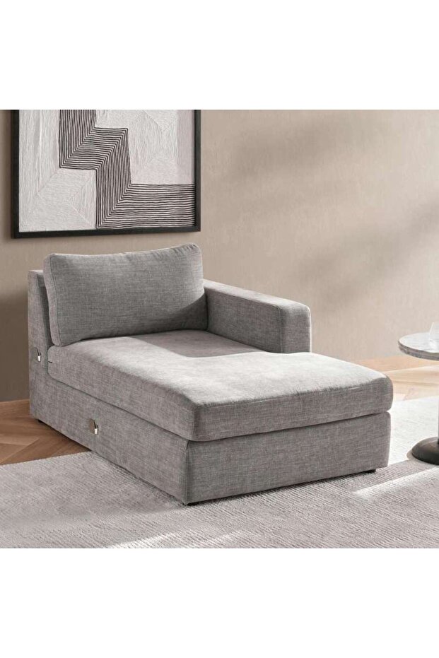 Reem Right Arm Modular Chaise- Grey