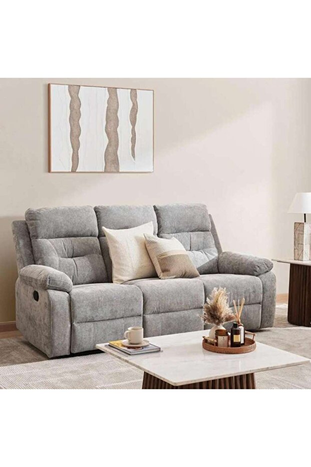 Caltom 3 Seater Recliner Sofa - Grey