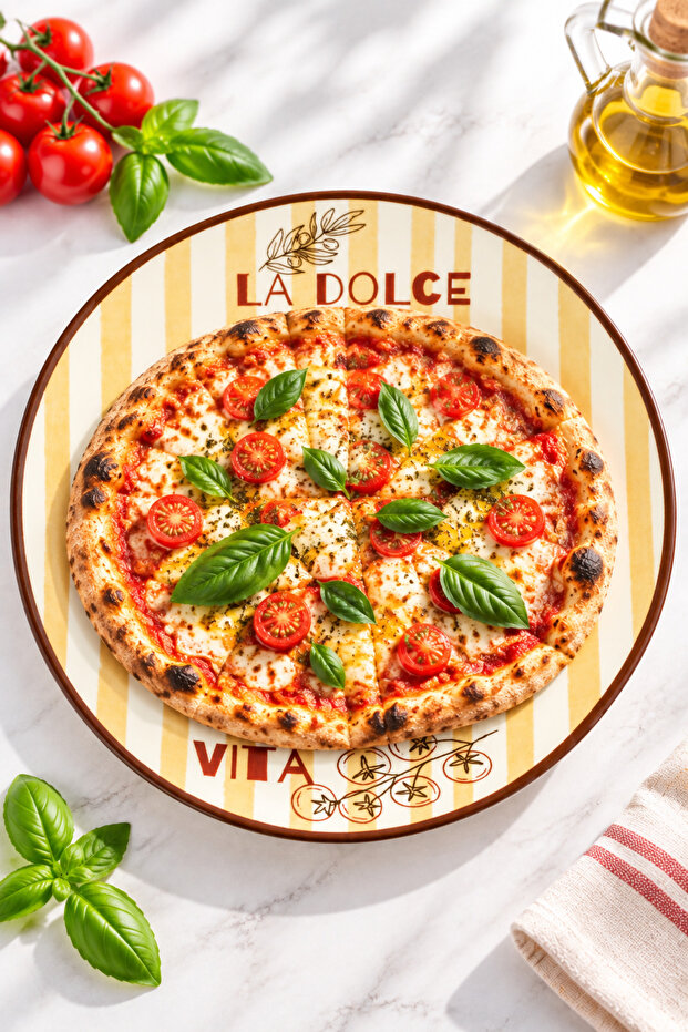 Napoli Pizza Plate 31 cm Set of 2 | Porcelain Pizza Serving Plate | Pizza, Pide, Lahmacun and Snack Presentation Plate | Stylish Kitchen & Tableware Product