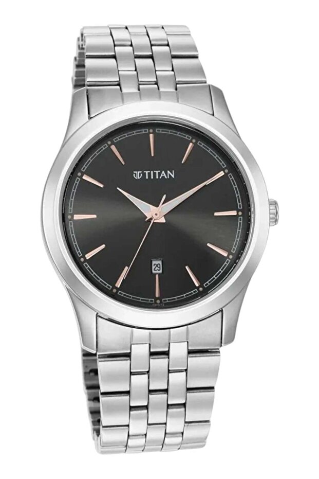 Quartz Analog Anthracite Dial Stainless Steel Strap Watch for Men 1823SM01
