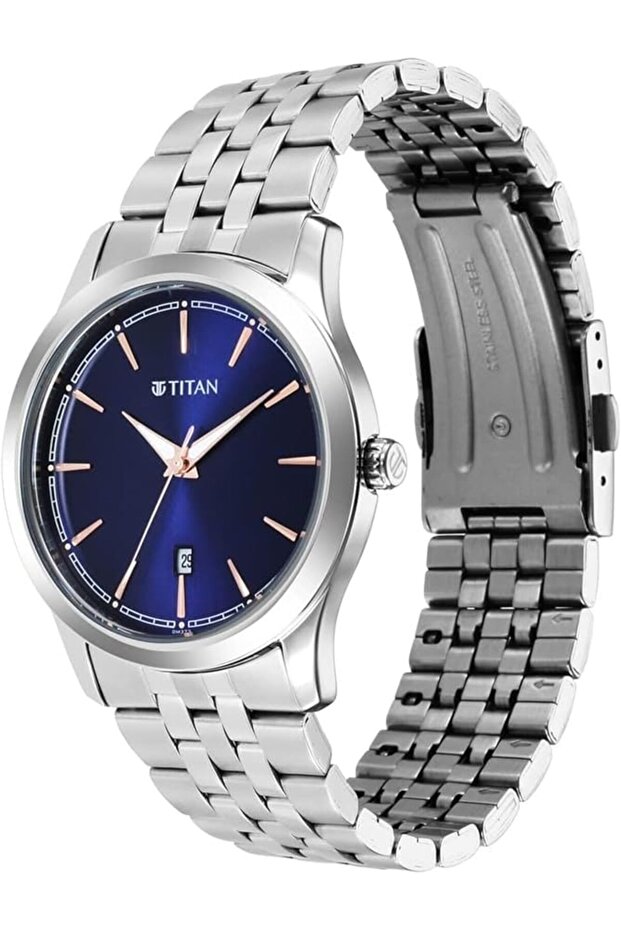Trendsetters Quartz Analog Blue Dial Silver Stainless Steel Strap Watch for Men - 1823SM02