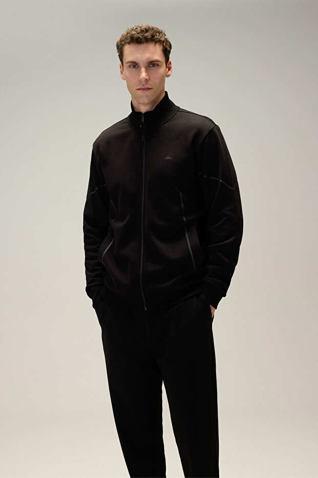 Men's Zippered Sweatshirt 5Wm1545-Bk