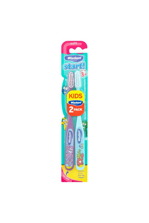 Start Soft Toothbrush from Ages 3+ | Pack of 2 pcs | Easy to hold handle, Designed to make brushing fun for kids, assorted colors