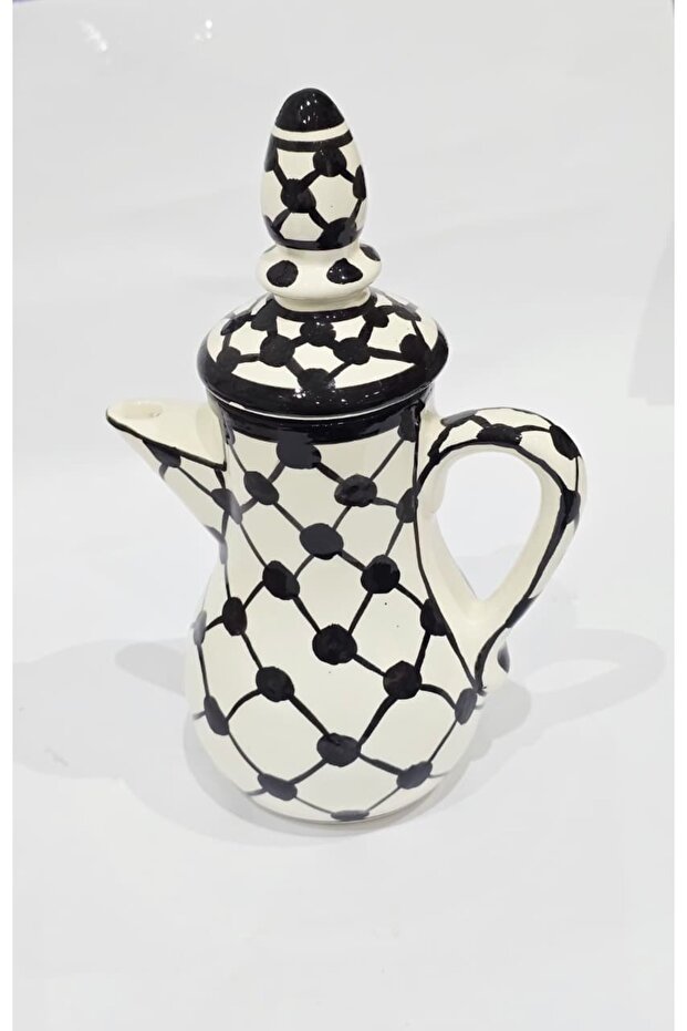 Handmade ceramic coffee pot - Black and White