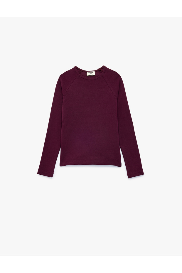 Crew Neck Modal Blend Long Sleeve Basic T-Shirt