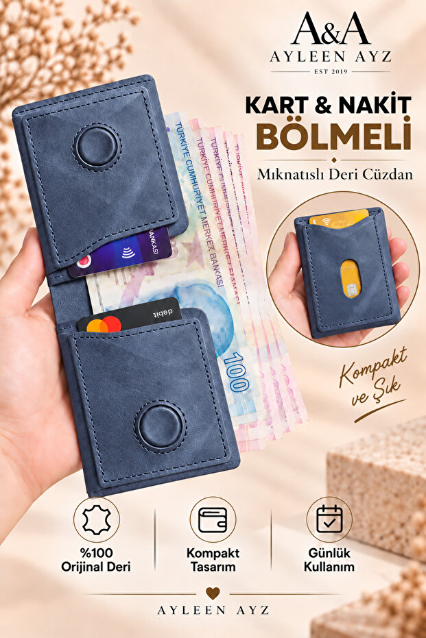 100% Genuine Leather Men's Wallet Viral 3 Models - Magnetic Card Holder, Cash Compartment, Gift Boxed
