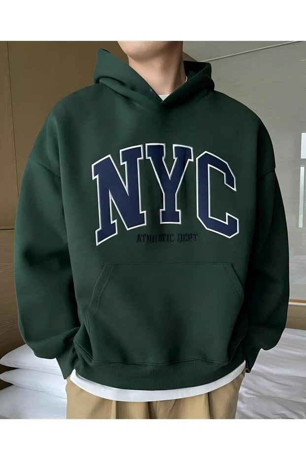 Unisex Neftgreen Nyc Printed Hooded Sweatshirt Printed Premium Oversize T-Shirt